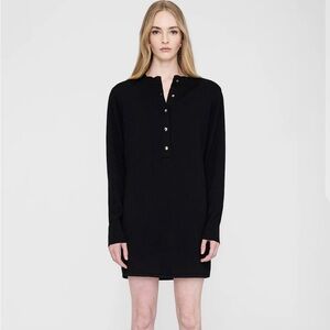 ANINE BING GHITA CASHMERE SWEATER MINI DRESS IN BLACK